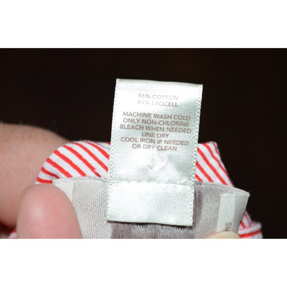 Loft Outlet Petite Red Striped Floral Blouse Bell Sleeve Women Sz Small Top READ - Picture 7 of 7